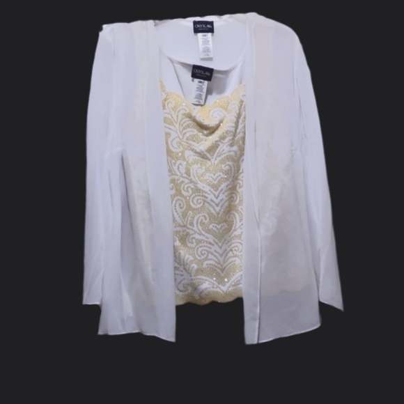 Classy 2pc Gold Glitter  Blouse + Shell set - Picture 10 of 17